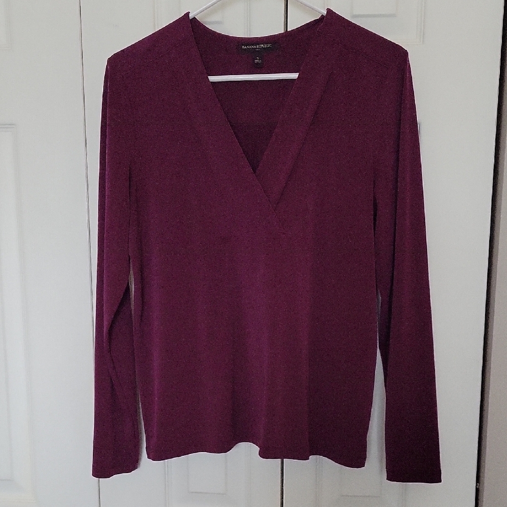 Banana Republic Factory Purple V-Neck Blouse